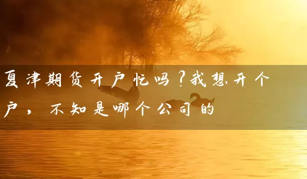 夏津期货开户忙吗？我想开个户，不知是哪个公司的_https://www.wushaosheng.com_期货开户_第1张