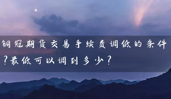 铜冠期货交易手续费调低的条件？最低可以调到多少？_https://www.wushaosheng.com_生猪期货_第1张